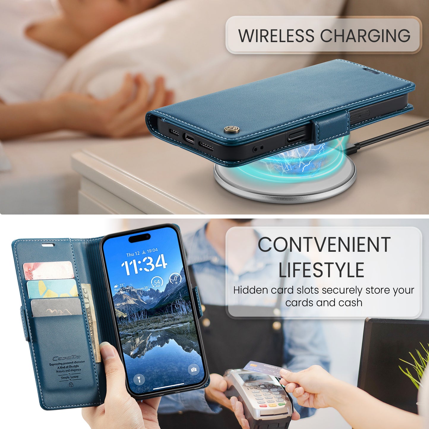 CASEME For iPhone 17 Case  023 Series RFID Blocking Glossy Stand Phone Cover