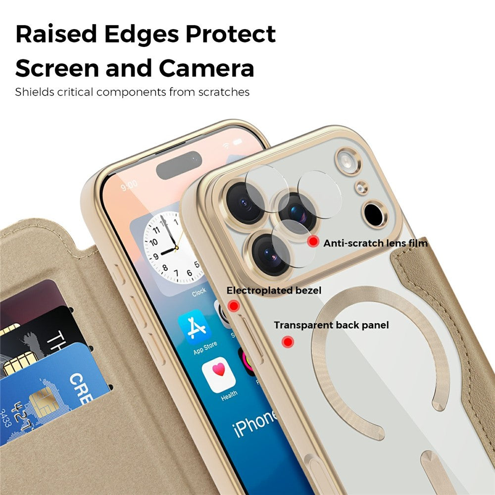 For iPhone 17 Pro Max Case Compatible with MagSafe RFID Blocking Card Holder Leather Phone Cover