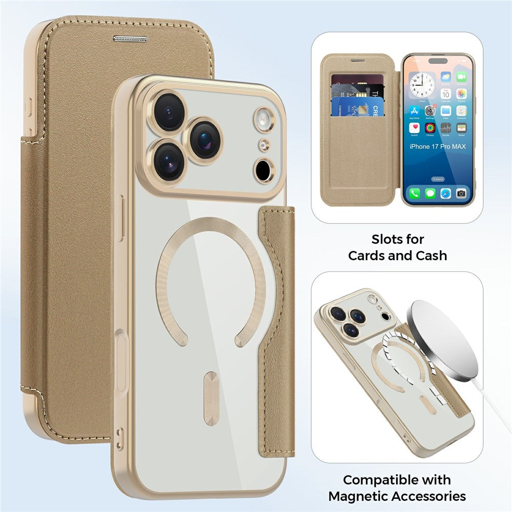 For iPhone 17 Pro Max Case Compatible with MagSafe RFID Blocking Card Holder Leather Phone Cover