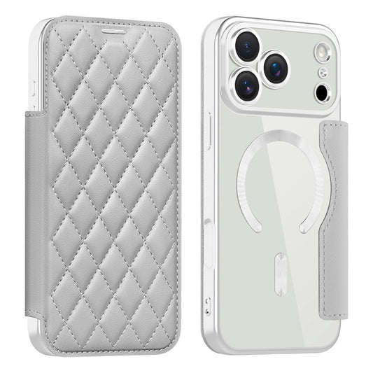 For iPhone 17 Pro Case Compatible with MagSafe Rhombus PU Leather Phone Cover