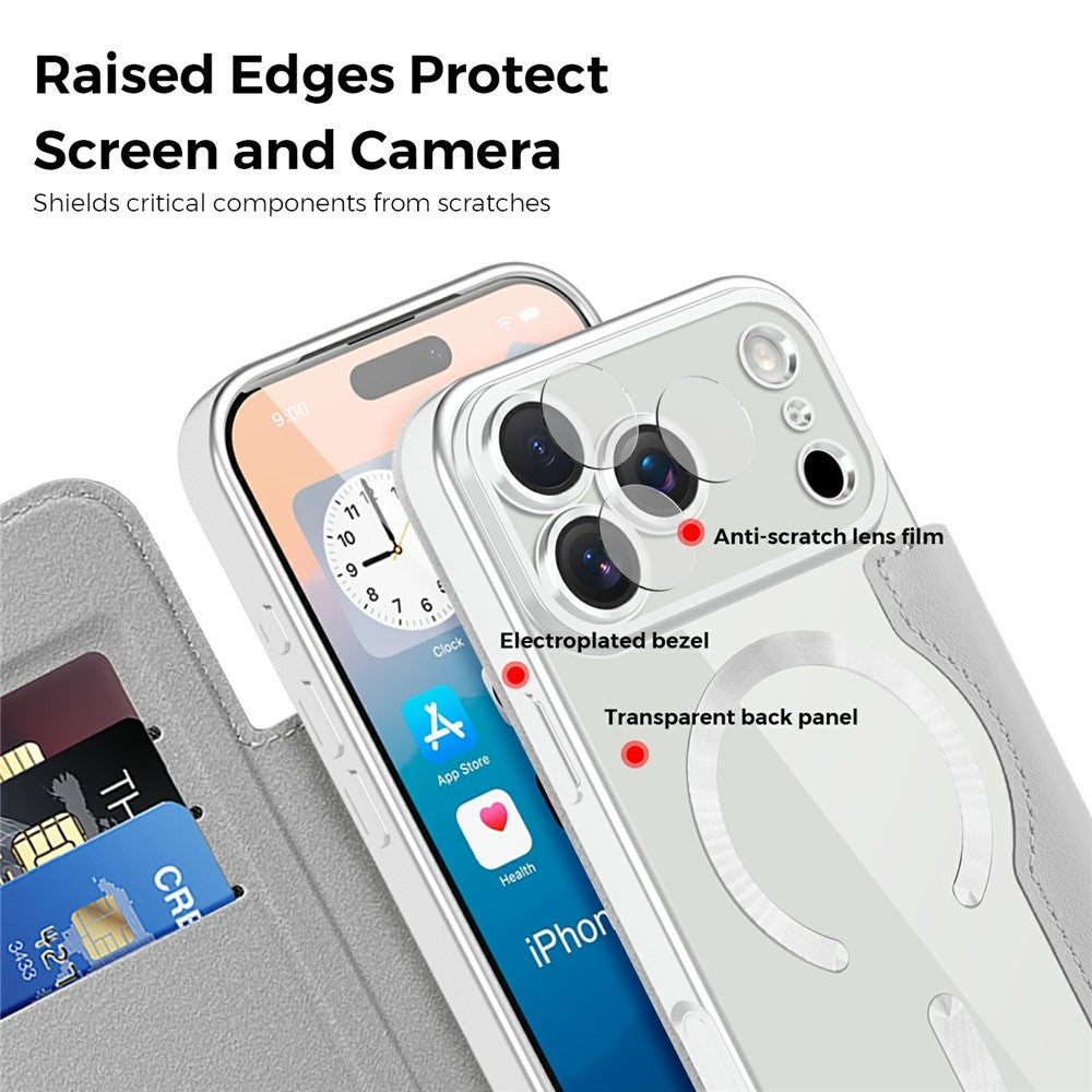 For iPhone 17 Pro Case Compatible with MagSafe Rhombus PU Leather Phone Cover