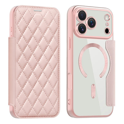 For iPhone 17 Pro Case Compatible with MagSafe Rhombus PU Leather Phone Cover