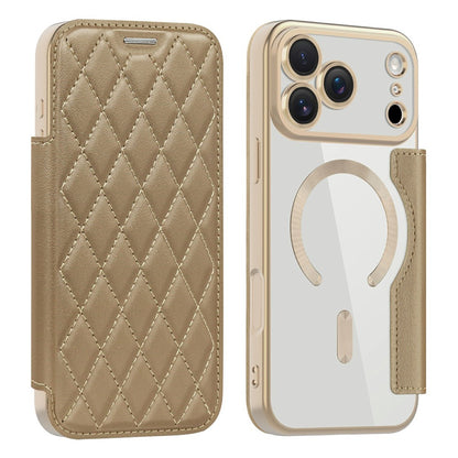 For iPhone 17 Pro Case Compatible with MagSafe Rhombus PU Leather Phone Cover