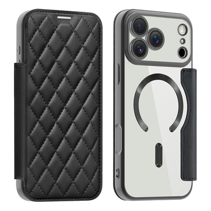 For iPhone 17 Pro Case Compatible with MagSafe Rhombus PU Leather Phone Cover