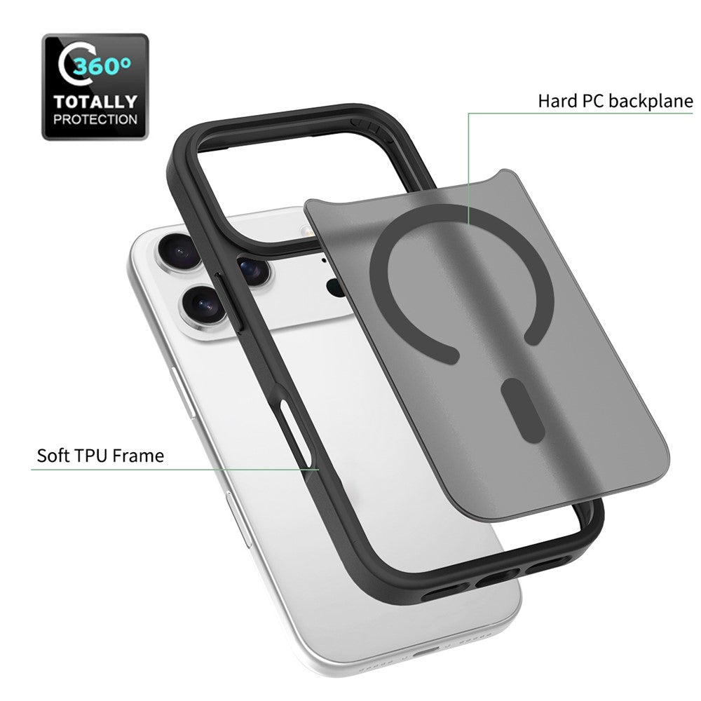 For iPhone 17 Pro Case Compatible with MagSafe TPU Frame Acrylic Back Phone Cover Skin Touch