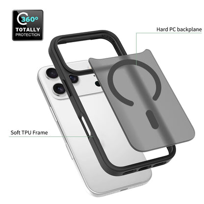 For iPhone 17 Pro Case Compatible with MagSafe TPU Frame Acrylic Back Phone Cover Skin Touch