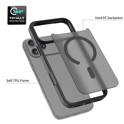 For iPhone 17 Pro Max Case Compatible with MagSafe TPU Frame Acrylic Back Phone Cover Skin Touch