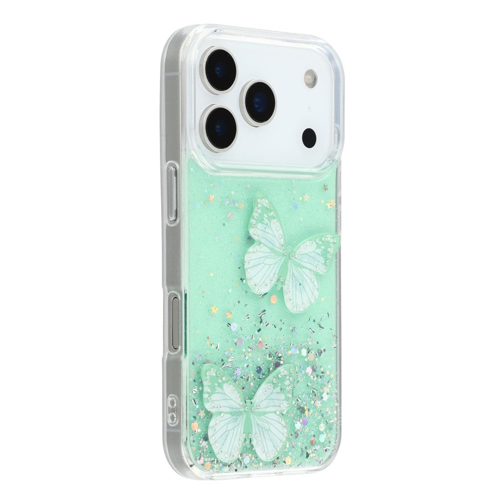 For iPhone 17 Pro Case Epoxy PVC Butterfly TPU Aesthetics Phone Cover