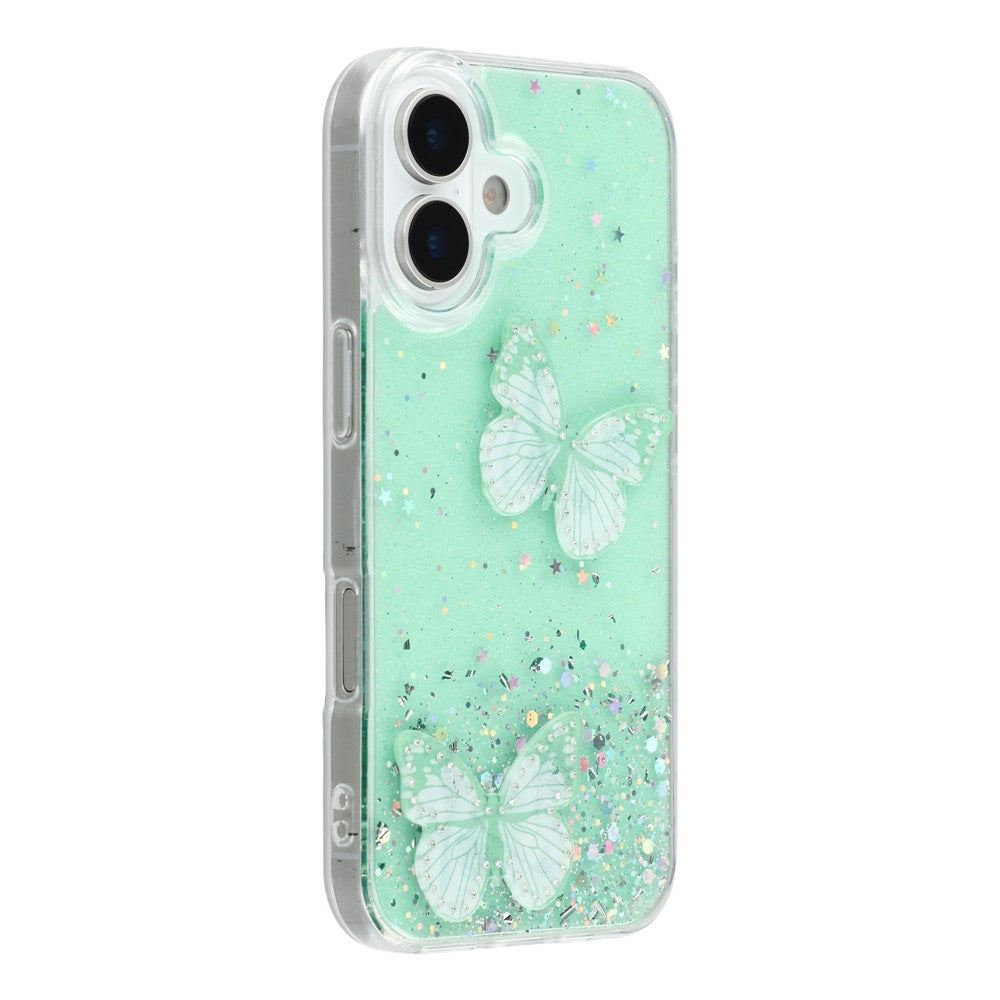 For iPhone 17 Case Epoxy PVC Butterfly TPU Aesthetics Phone Cover