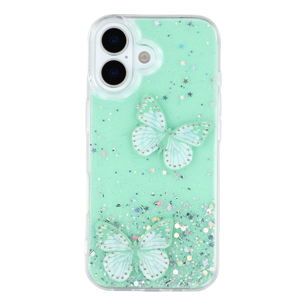 For iPhone 17 Case Epoxy PVC Butterfly TPU Aesthetics Phone Cover