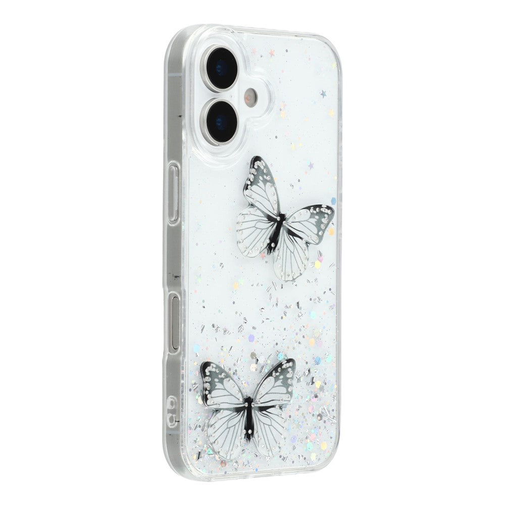 For iPhone 17 Case Epoxy PVC Butterfly TPU Aesthetics Phone Cover