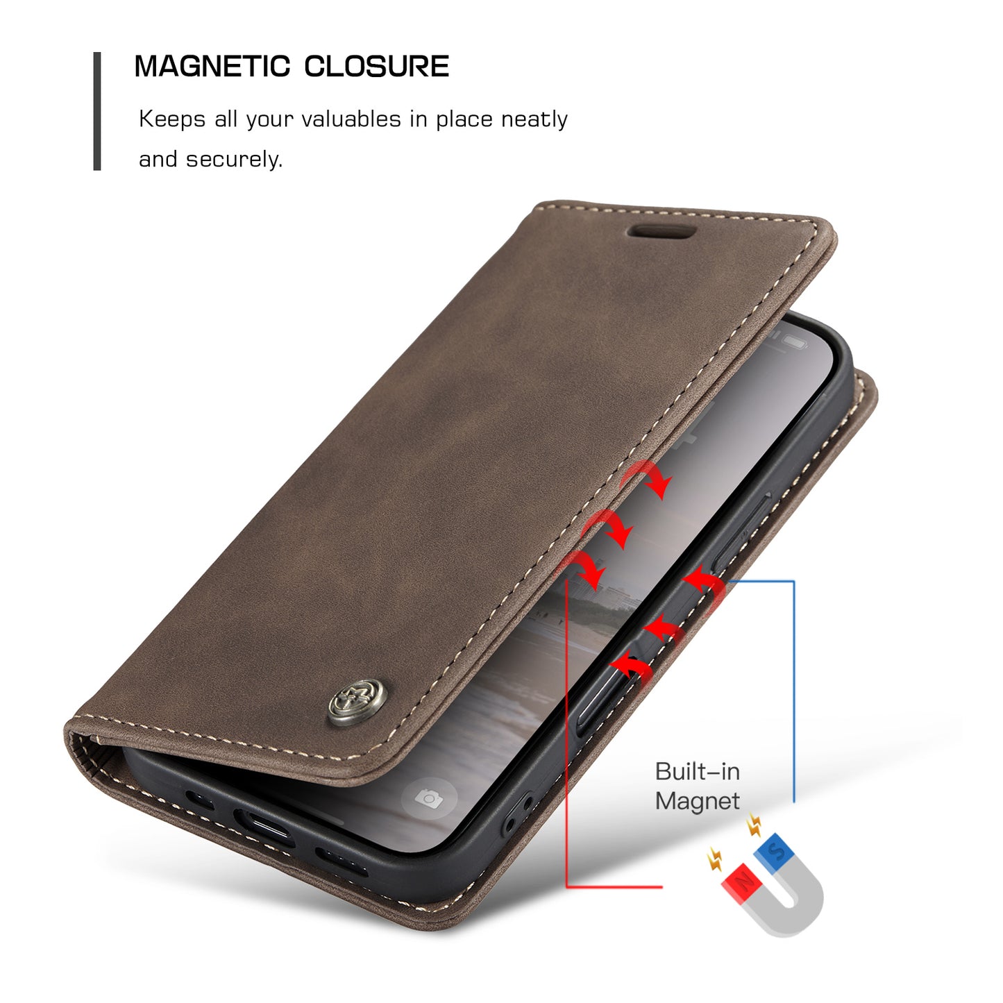 CASEME For iPhone 17 Wallet Case  013 Series PU Leather Phone Cover Stand