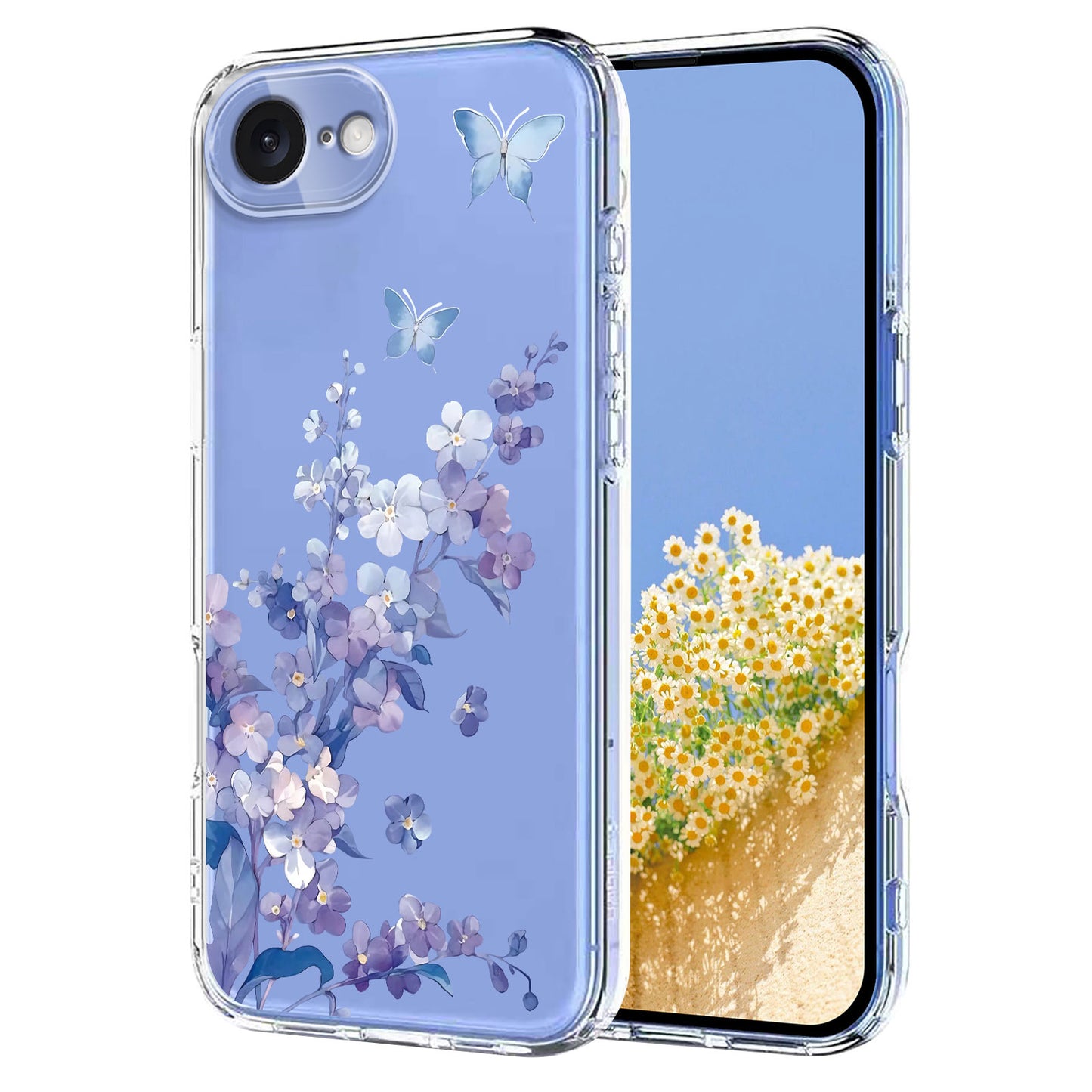 For iPhone 17e / 16e Case Butterfly Floral Pattern Printing TPU Phone Back Cover