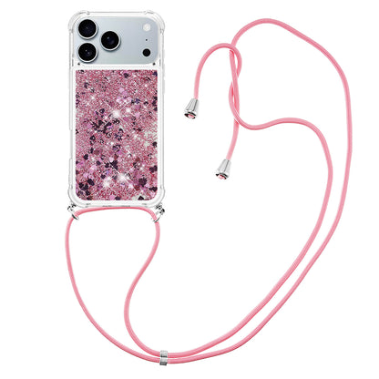 For iPhone 17 Pro TPU Case Quicksand Phone Cover with Lanyard