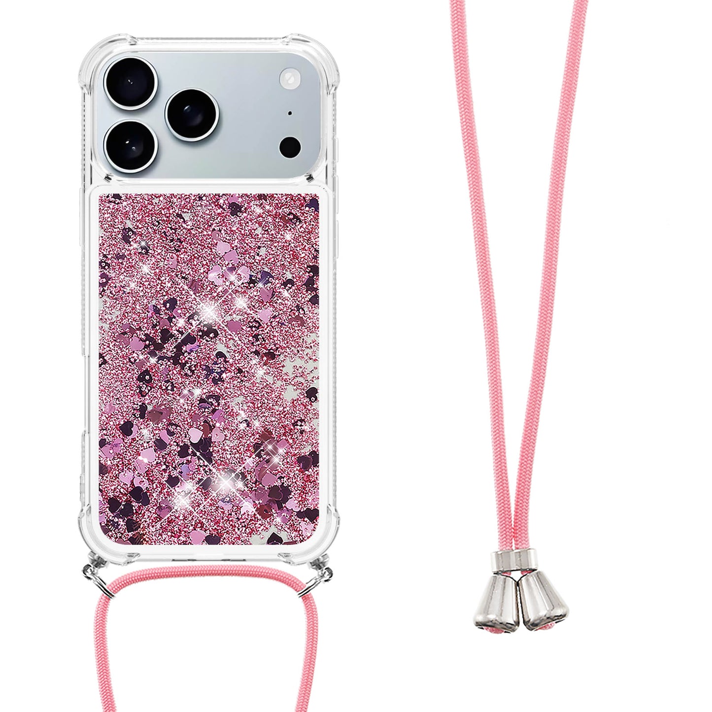 For iPhone 17 Pro TPU Case Quicksand Phone Cover with Lanyard