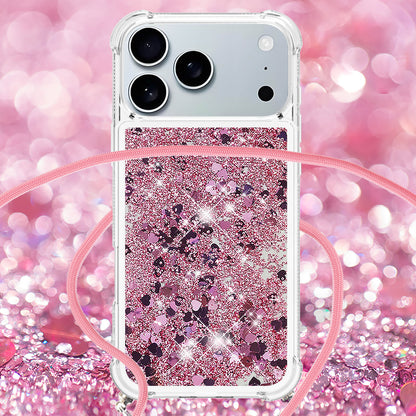 For iPhone 17 Pro TPU Case Quicksand Phone Cover with Lanyard