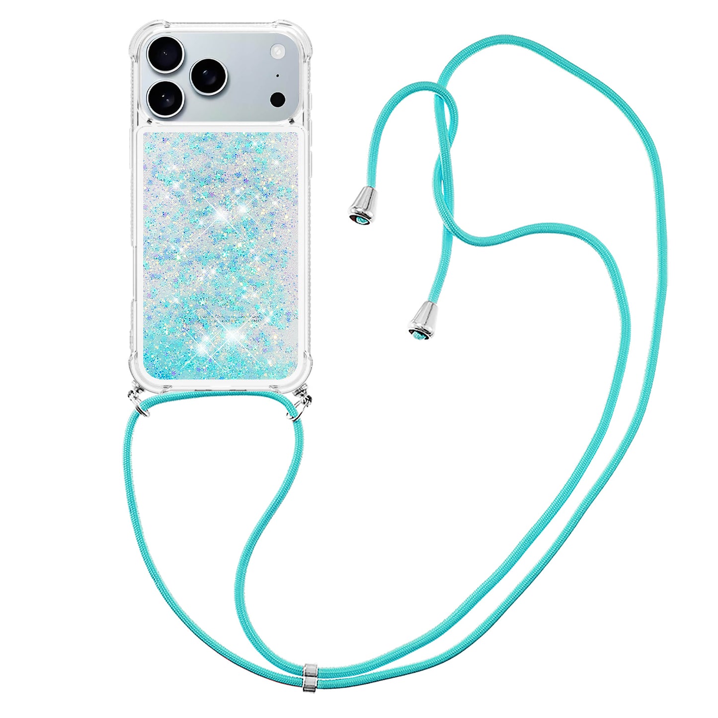 For iPhone 17 Pro TPU Case Quicksand Phone Cover with Lanyard
