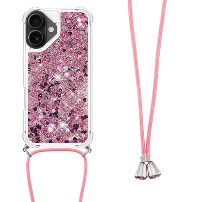 For iPhone 17 TPU Case Quicksand Phone Cover with Lanyard