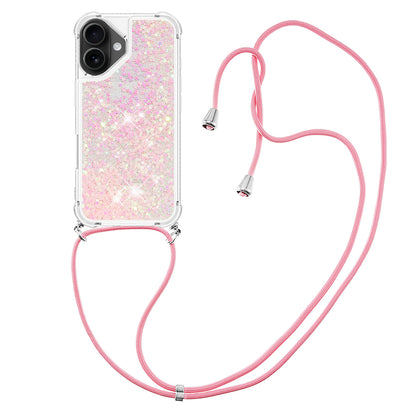 For iPhone 17 TPU Case Quicksand Phone Cover with Lanyard