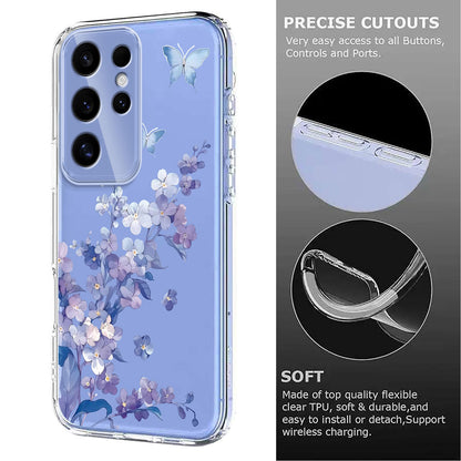 For Samsung Galaxy S25 Ultra Case Butterfly Floral Pattern Printing TPU Phone Back Cover