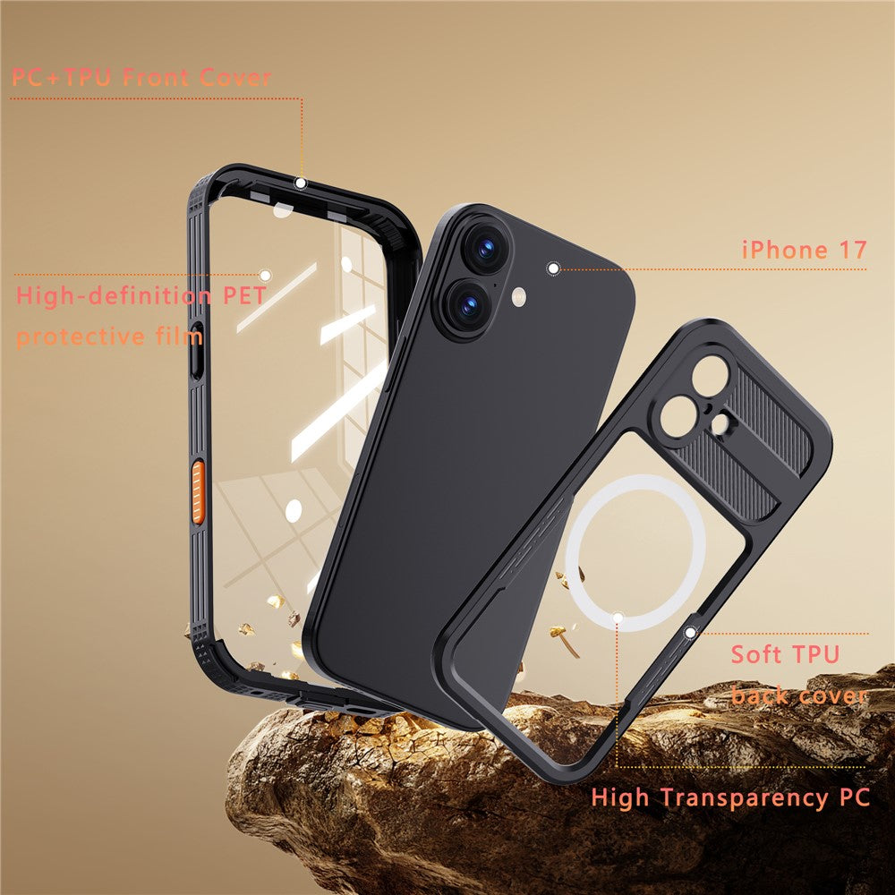 REDPEPPER For iPhone 17 IP68 Waterproof Case Clear Back Phone Cover Compatible with MagSafe