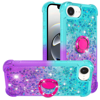 For iPhone 17e / 16e TPU Case with Kickstand Gradiant Quicksand Shockproof Cover