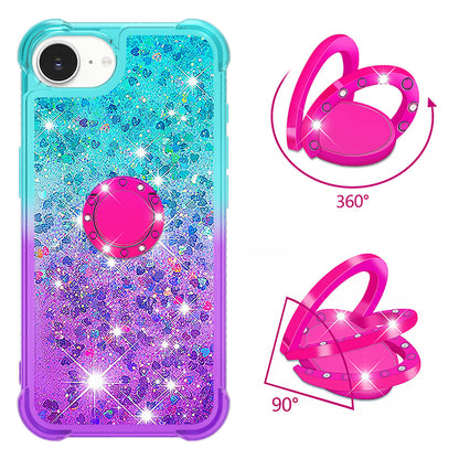 For iPhone 17e / 16e TPU Case with Kickstand Gradiant Quicksand Shockproof Cover