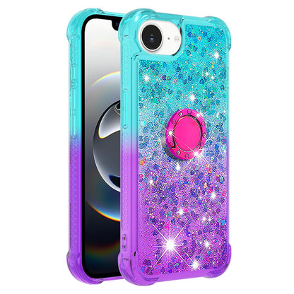 For iPhone 17e / 16e TPU Case with Kickstand Gradiant Quicksand Shockproof Cover