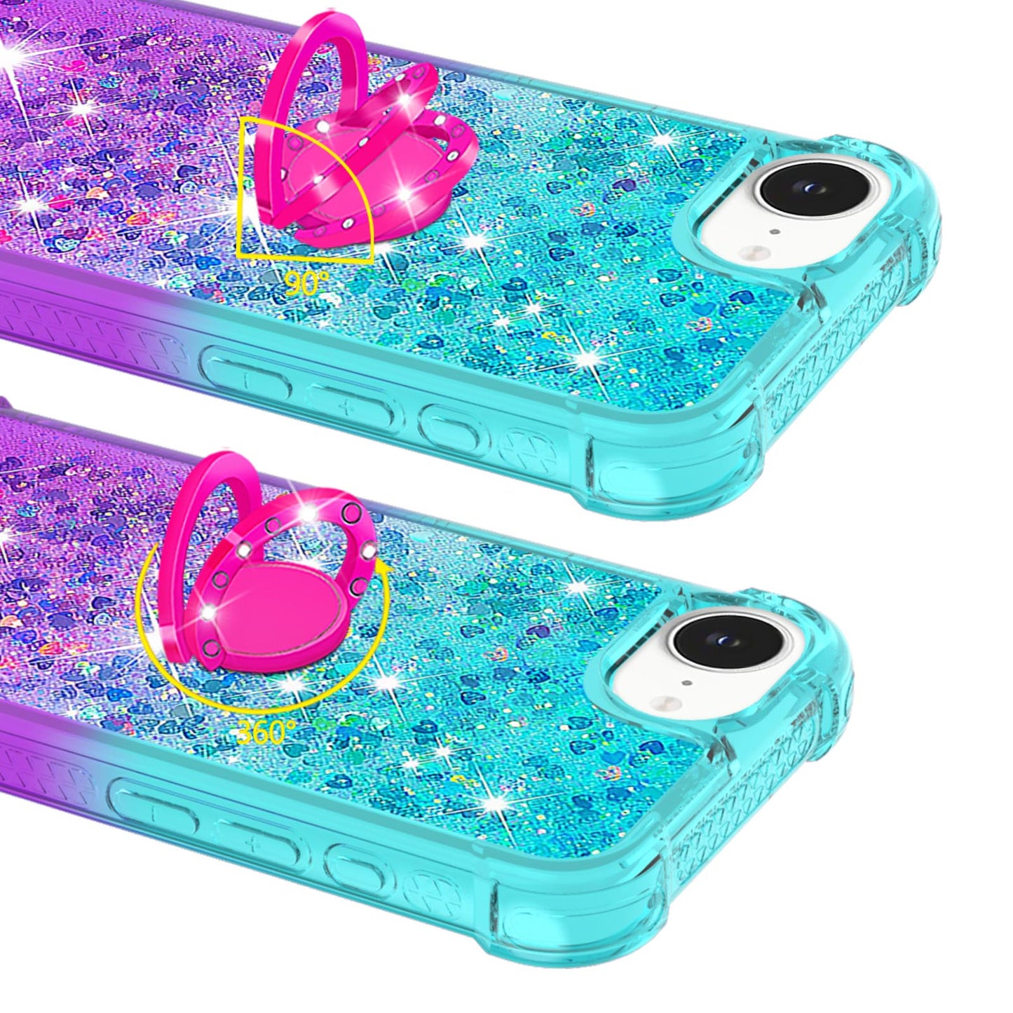 For iPhone 17e / 16e TPU Case with Kickstand Gradiant Quicksand Shockproof Cover