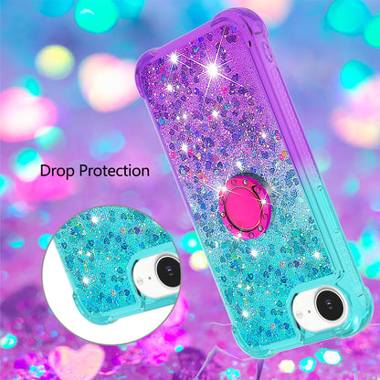 For iPhone 17e / 16e TPU Case with Kickstand Gradiant Quicksand Shockproof Cover
