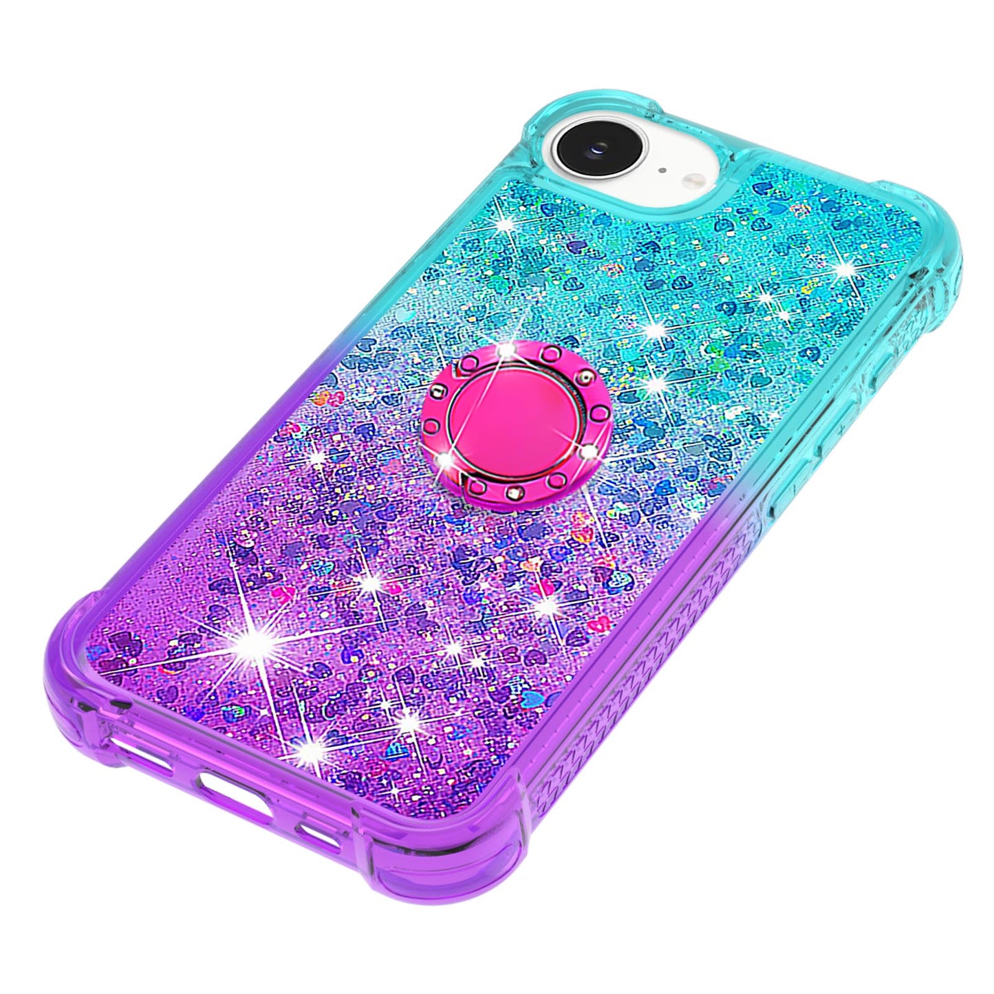 For iPhone 17e / 16e TPU Case with Kickstand Gradiant Quicksand Shockproof Cover