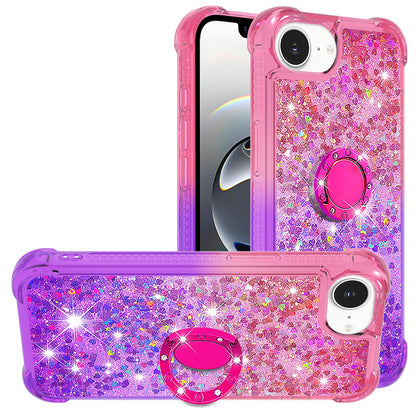 For iPhone 17e / 16e TPU Case with Kickstand Gradiant Quicksand Shockproof Cover