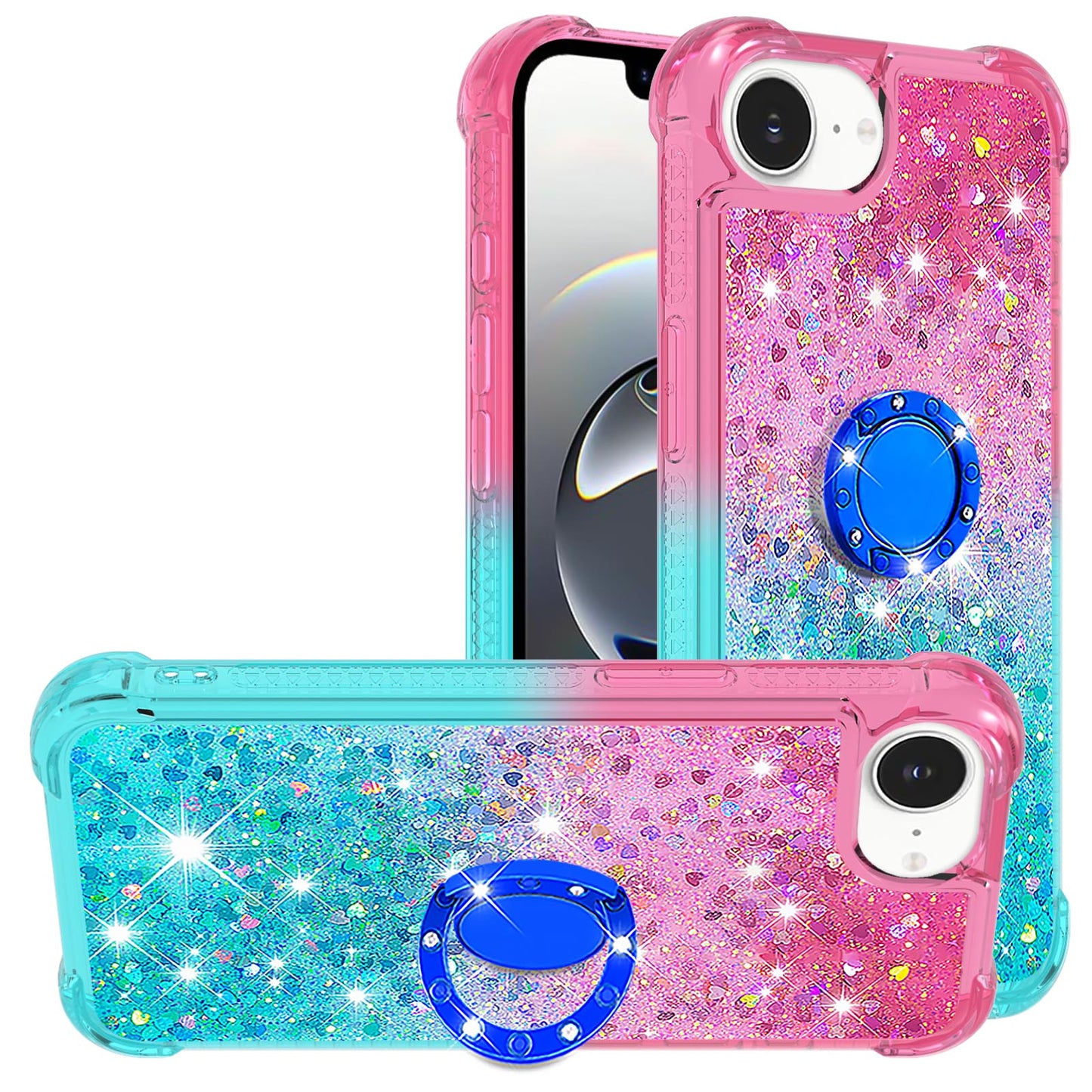 For iPhone 17e / 16e TPU Case with Kickstand Gradiant Quicksand Shockproof Cover