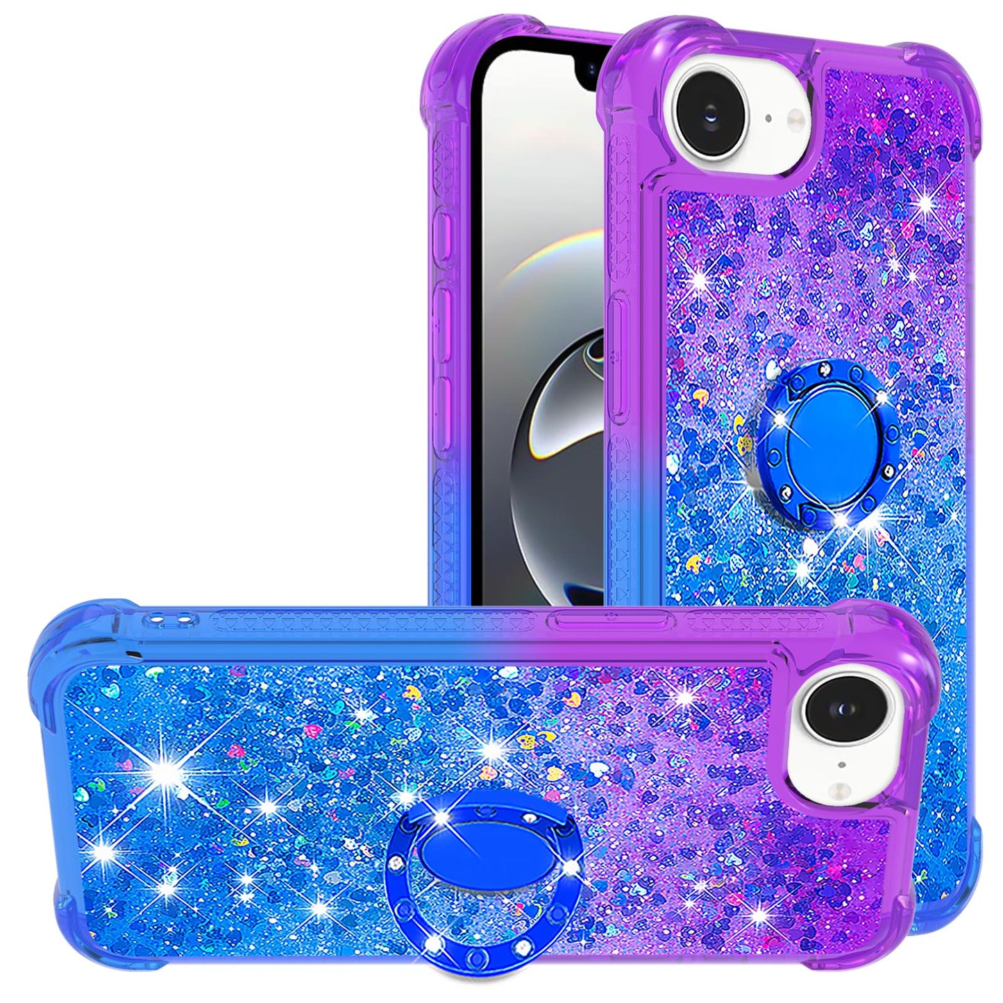 For iPhone 17e / 16e TPU Case with Kickstand Gradiant Quicksand Shockproof Cover