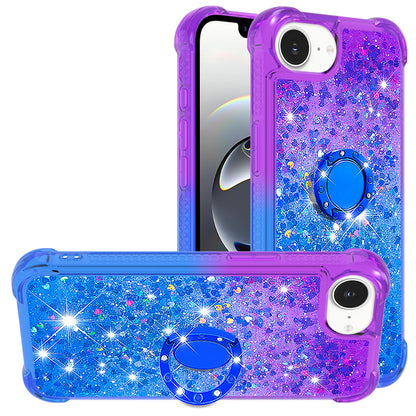 For iPhone 17e / 16e TPU Case with Kickstand Gradiant Quicksand Shockproof Cover