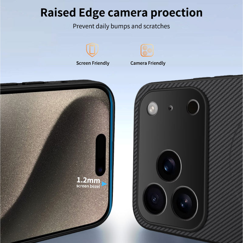WANLONFENG For iPhone 17 Pro Max Magnetic Case  TQ1 Series Carbon Fiber Texture PC TPU Phone Cover with 2Pcs Screen Films