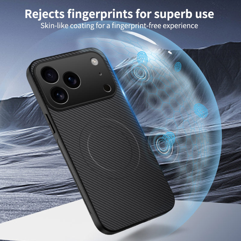 WANLONFENG For iPhone 17 Pro Max Magnetic Case  TQ1 Series Carbon Fiber Texture PC TPU Phone Cover with 2Pcs Screen Films