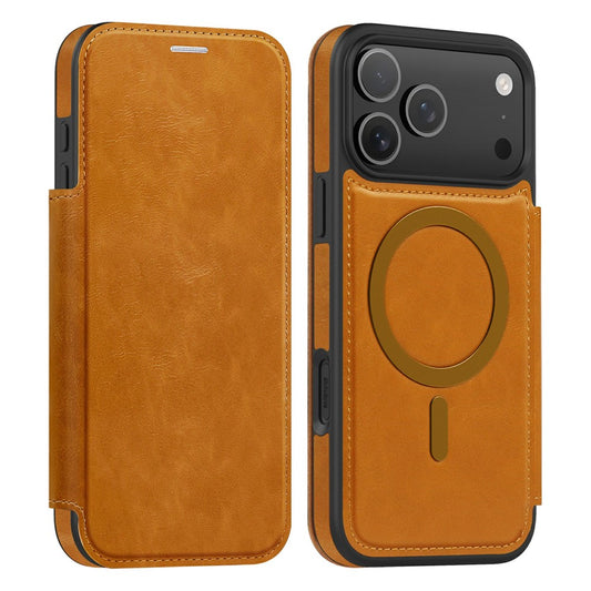 For iPhone 17 Pro Case Compatible with MagSafe RFID Blocking Card Holder Leather Phone Cover