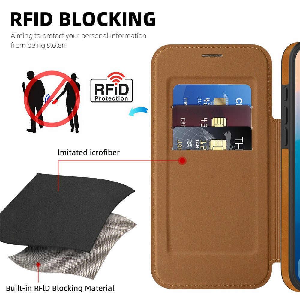 For iPhone 17 Pro Case Compatible with MagSafe RFID Blocking Card Holder Leather Phone Cover
