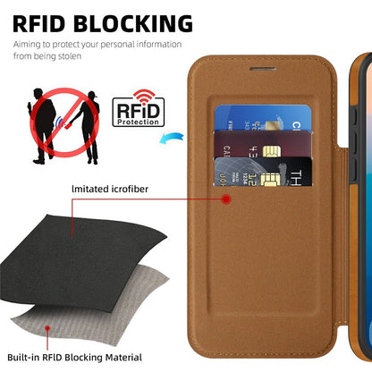 For iPhone 17 Pro Case Compatible with MagSafe RFID Blocking Card Holder Leather Phone Cover