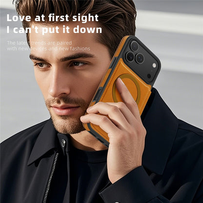 For iPhone 17 Pro Case Compatible with MagSafe RFID Blocking Card Holder Leather Phone Cover