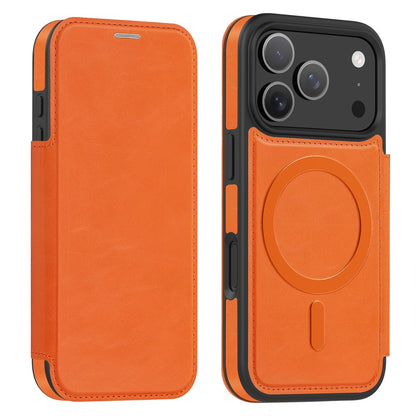 For iPhone 17 Pro Case Compatible with MagSafe RFID Blocking Card Holder Leather Phone Cover