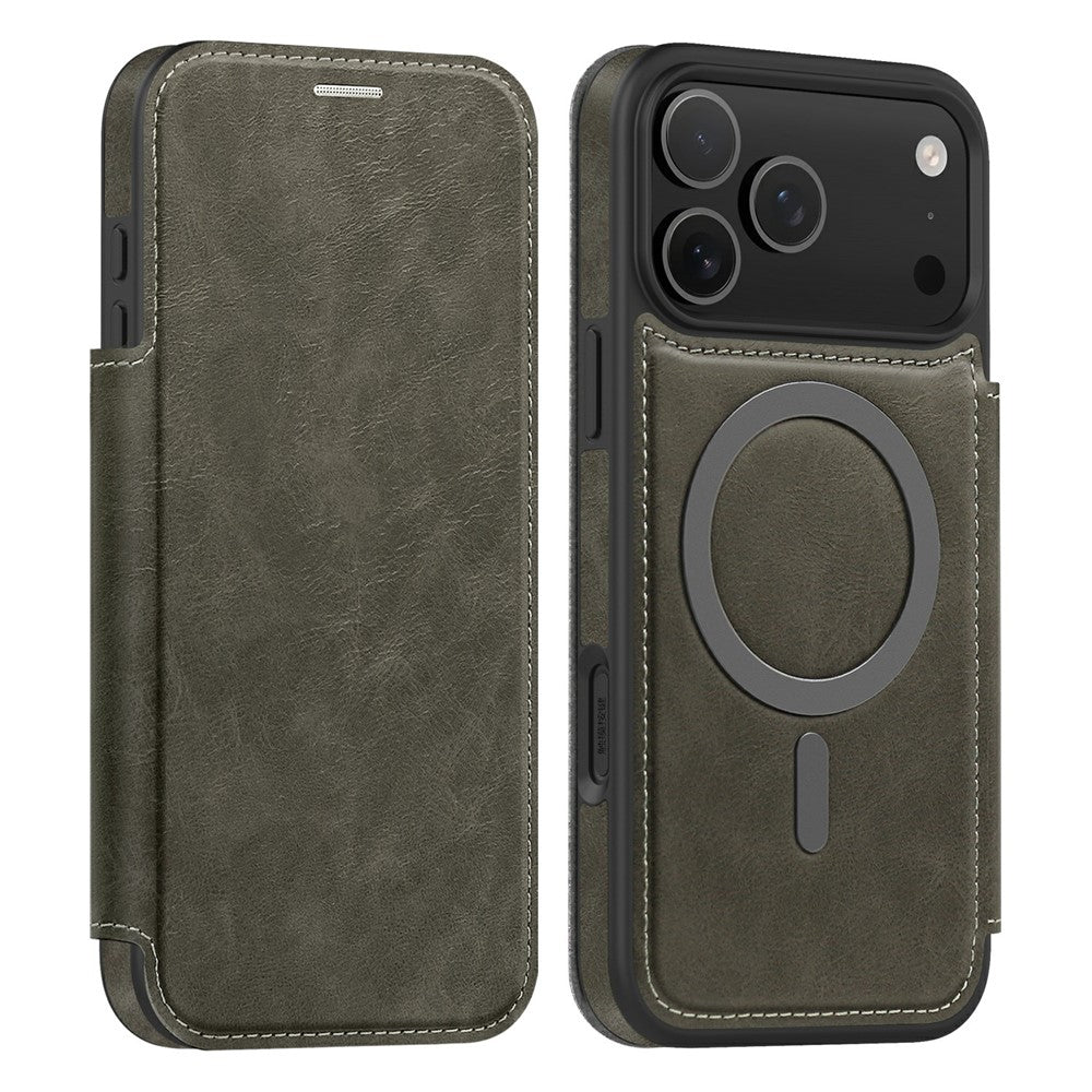For iPhone 17 Pro Max Case Compatible with MagSafe RFID Blocking Card Holder Leather Phone Cover
