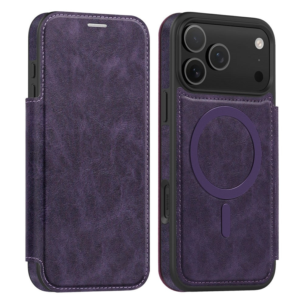 For iPhone 17 Pro Max Case Compatible with MagSafe RFID Blocking Card Holder Leather Phone Cover