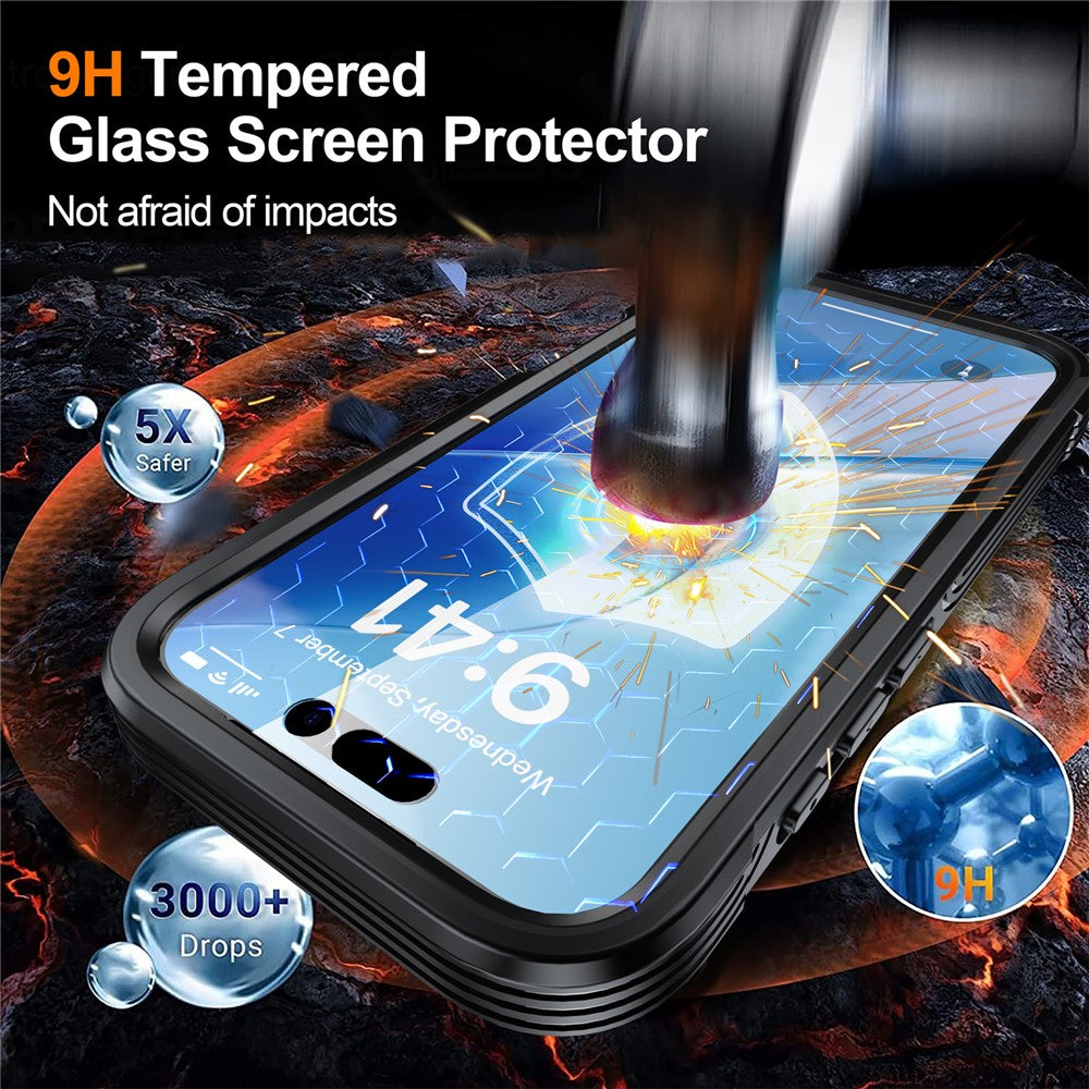 For iPhone 17 Magnetic Case PC + TPU Phone Cover with Tempered Glass Screen Film
