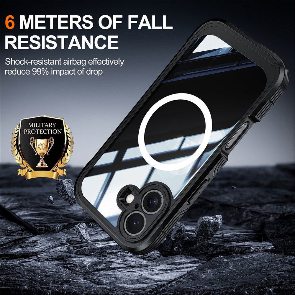 For iPhone 17 Magnetic Case PC + TPU Phone Cover with Tempered Glass Screen Film