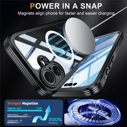 For iPhone 17 Magnetic Case PC + TPU Phone Cover with Tempered Glass Screen Film