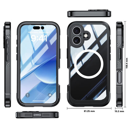 For iPhone 17 Magnetic Case PC + TPU Phone Cover with Tempered Glass Screen Film