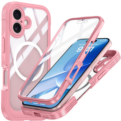 For iPhone 17 Magnetic Case PC + TPU Phone Cover with Tempered Glass Screen Film