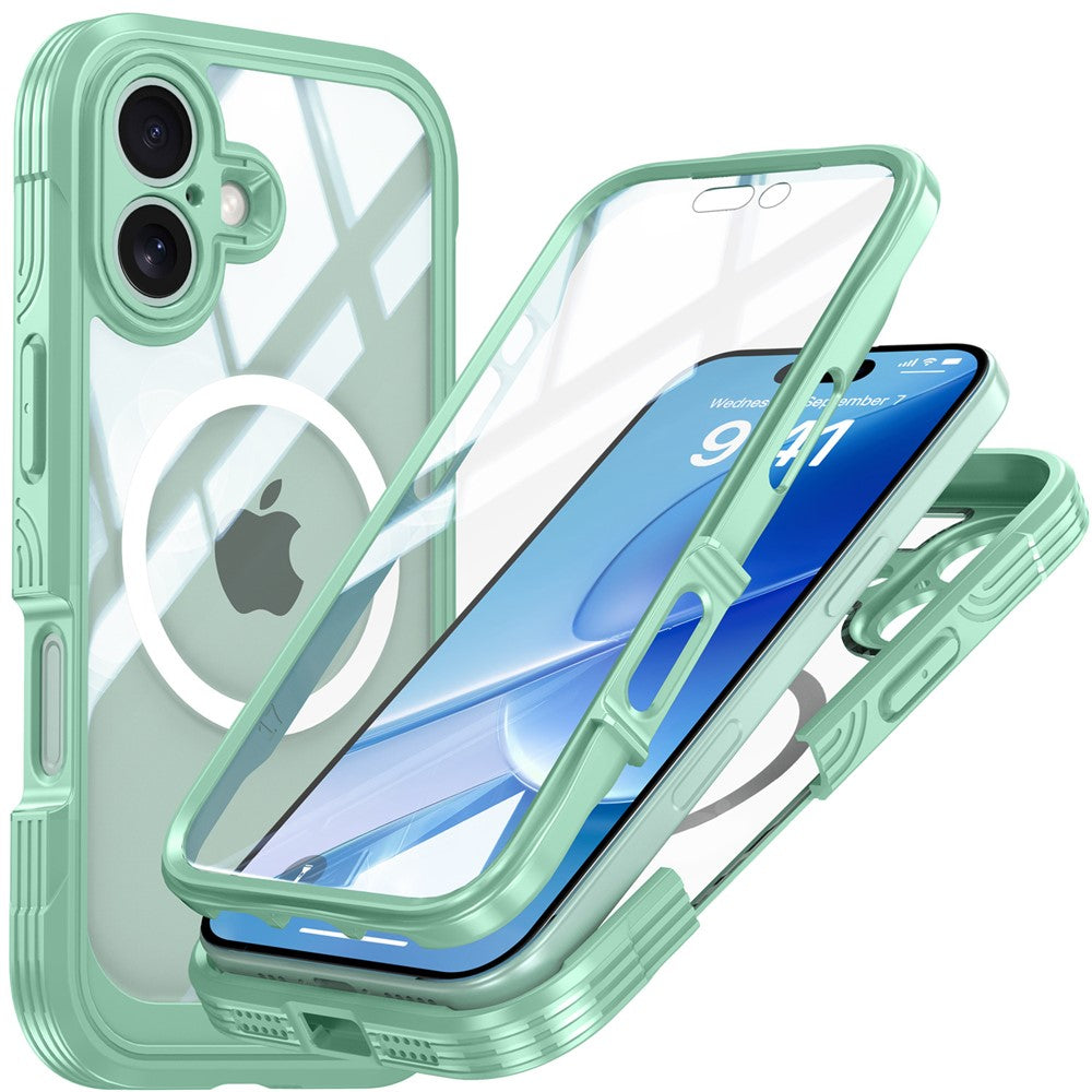 For iPhone 17 Magnetic Case PC + TPU Phone Cover with Tempered Glass Screen Film